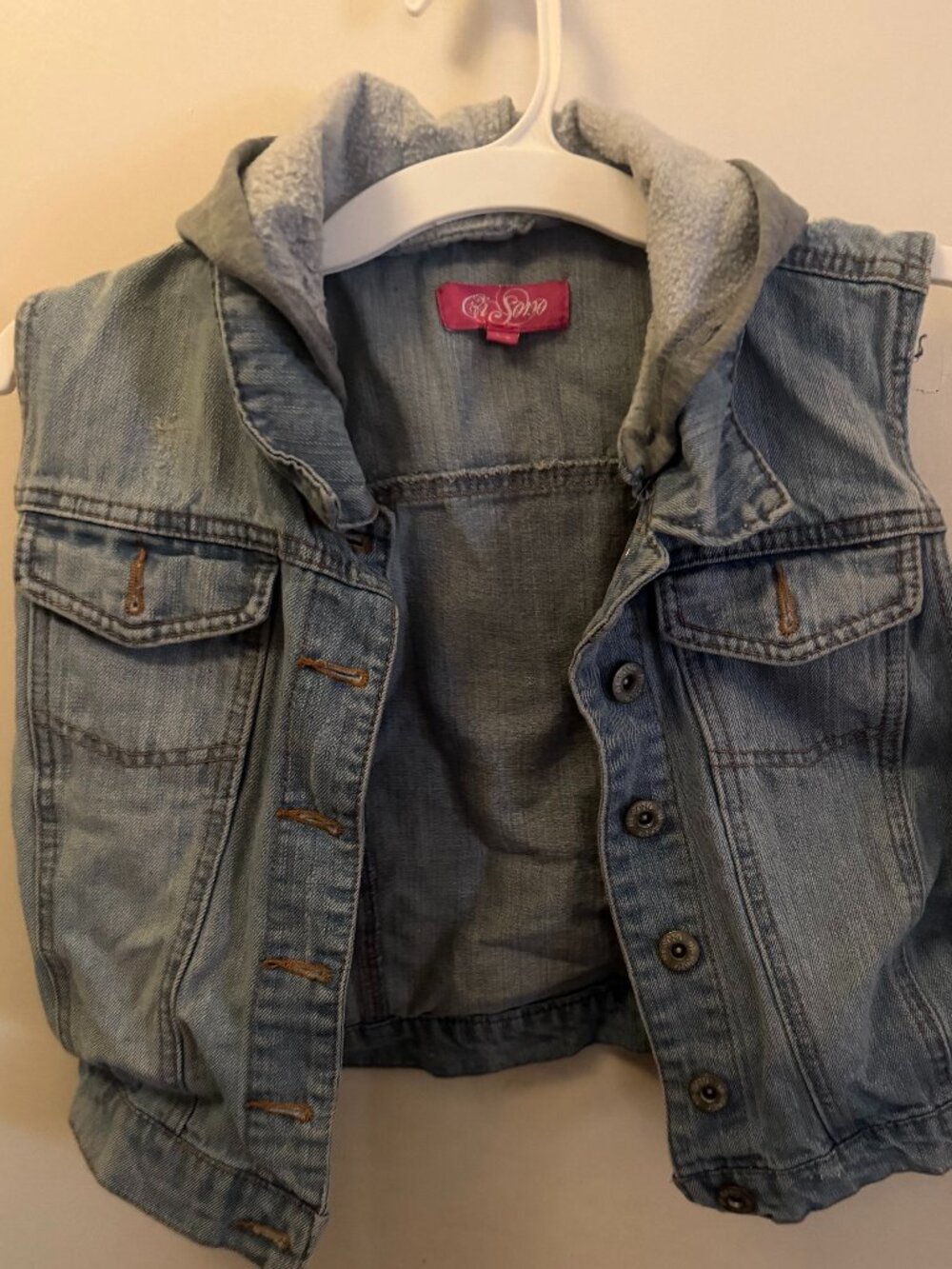 Y2K Ci Sono Denim Hooded Vest Y L